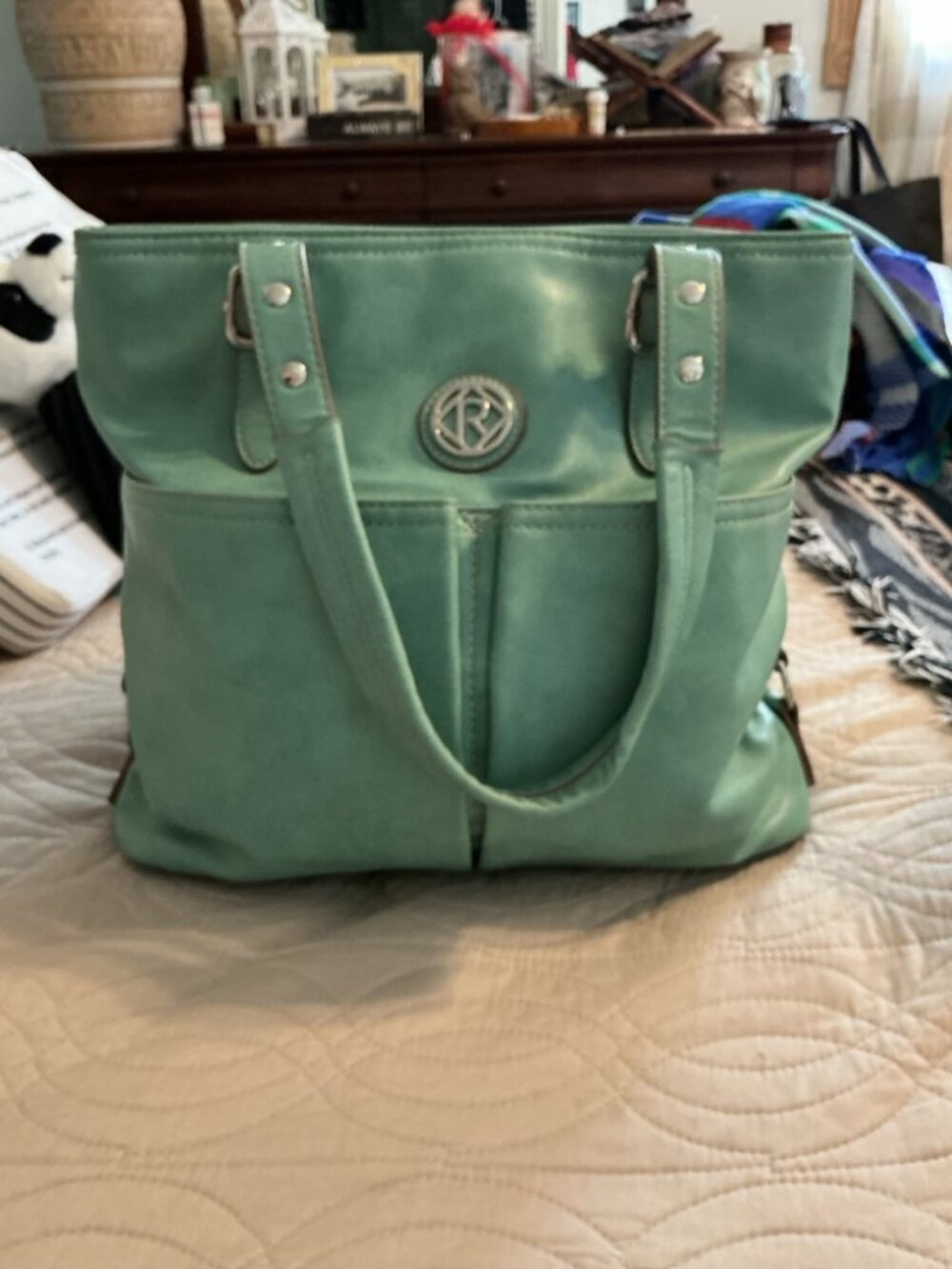 Relic Mint Green Faux Leather Tote Bag